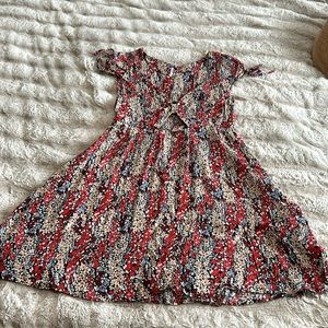 Free People Maroon Short Sleeve Mini A-Line Dress